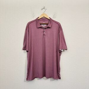 BURLEBO Polo Shirt Maroon Grey Texas All Over Print Performance Golf